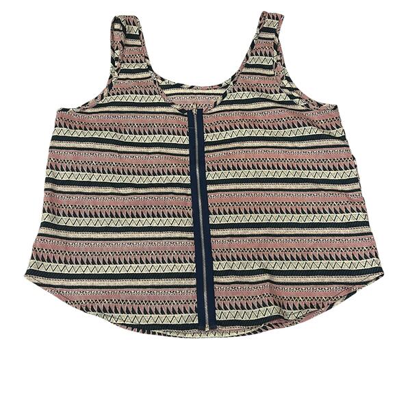 Bjewel MEDIUM Aztec Tribal Print Scoop Neck Exposed Back Zipper Round Hem Tank - Picture 9 of 9
